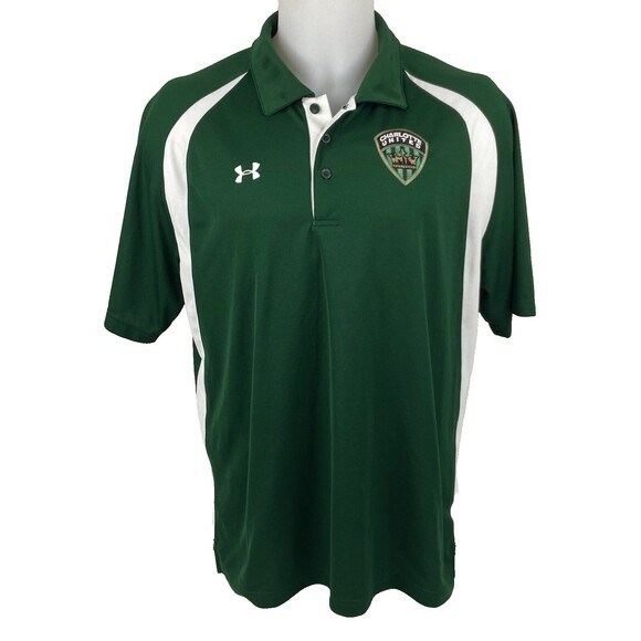 Under armour Other - Charlotte United Soccer Men XL Polo Shirt Under Armour Green Heat Gear Loose Fit